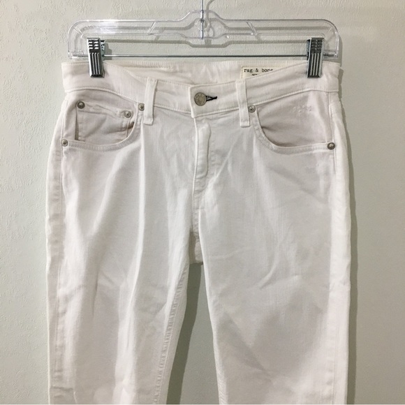 Rag and Bone White Dre Distressed Low Rise Ankle Slim Boyfriend Raw Hem size 25 - Picture 4 of 8